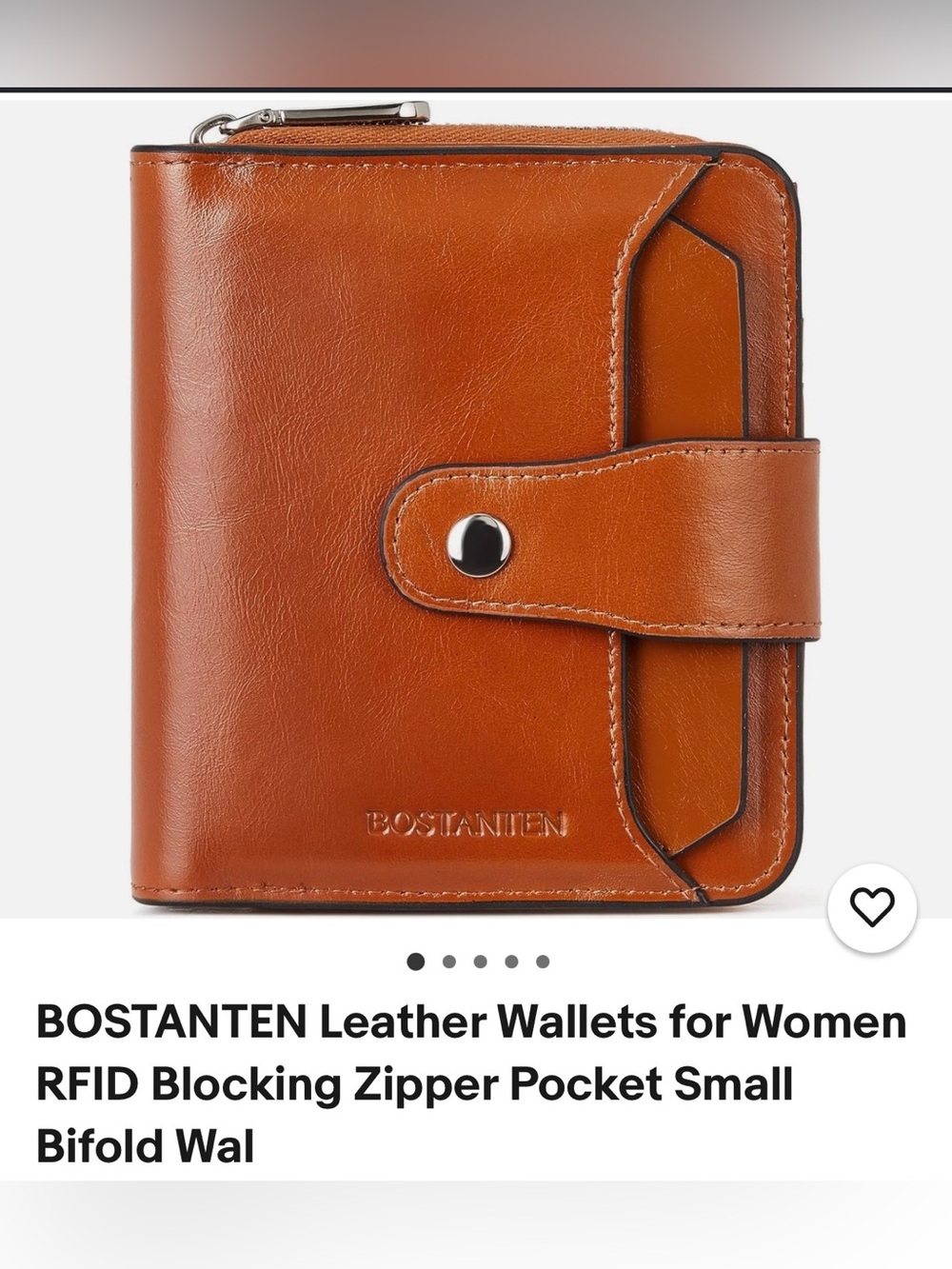 Bostanten Women's Leather Wallet - Tan RFID Blocking Zip Pocket